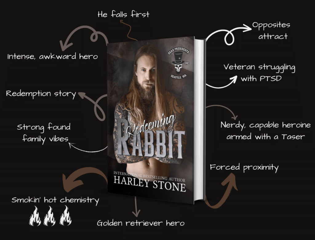 book trope layout for Redeeming Rabbit by Harley Stone and the book cover