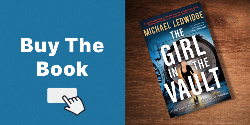 By the Book banner with the cover of the book The Girl in the Vault by Michael Ledwidge