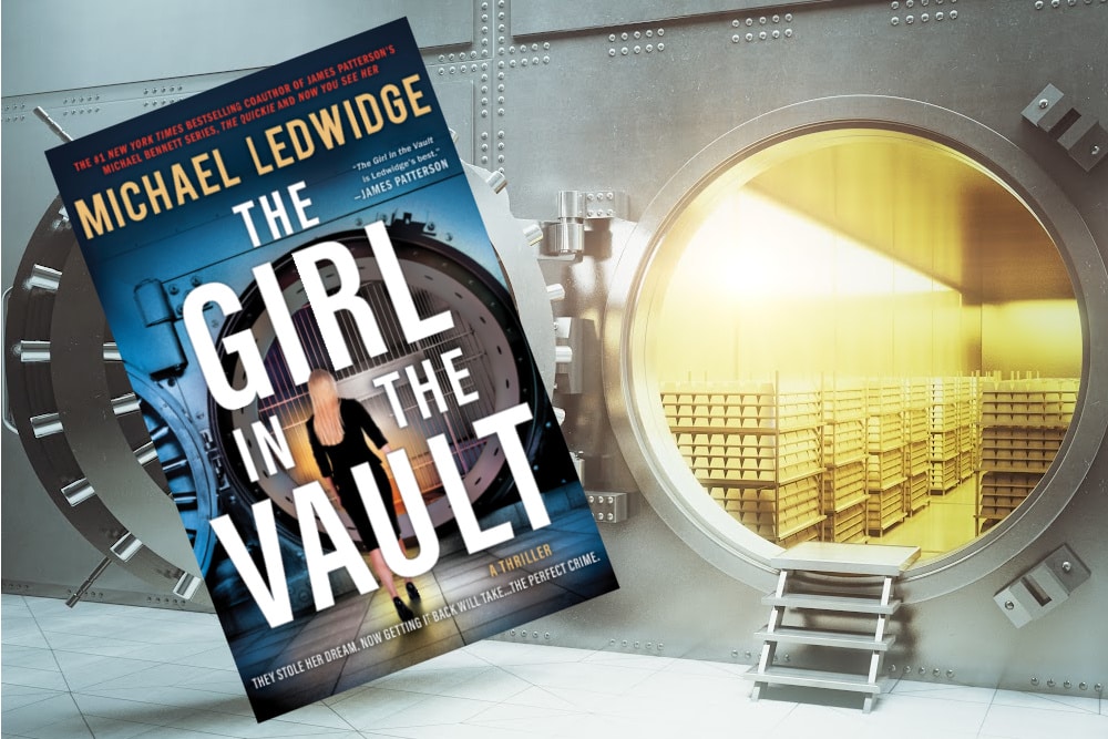 book in front of a vault