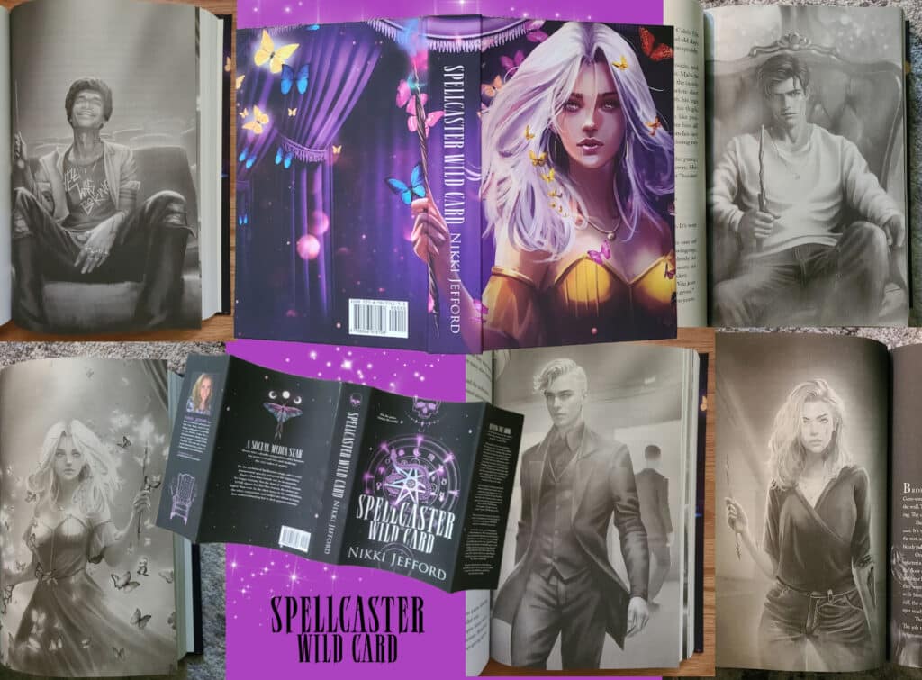 collage of characters fromt he book Spellcaster Wild Card by Nikki Jefford