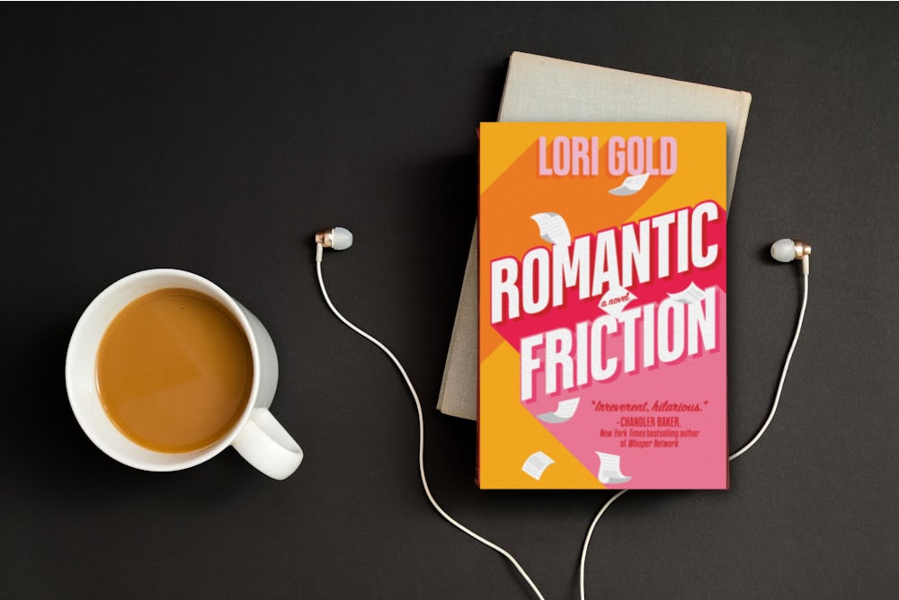 The Book Romantic Friction by Lori Gold coffee and headphones